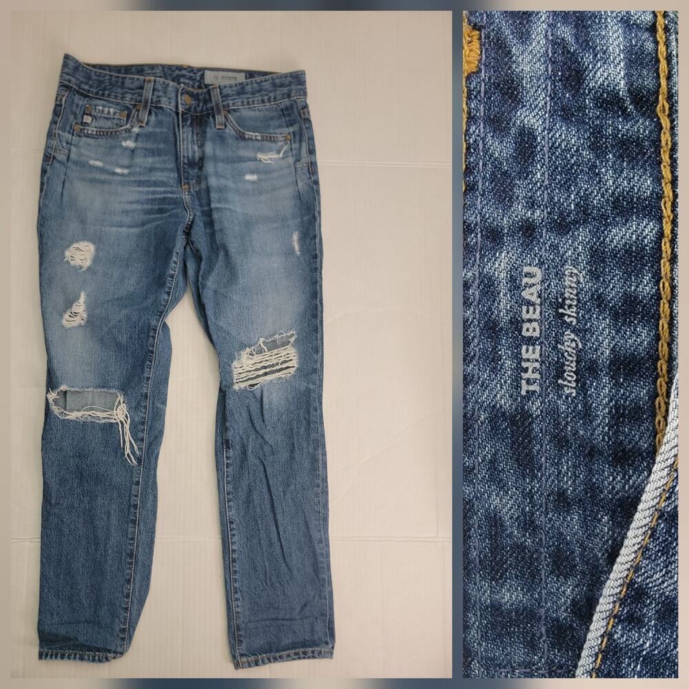 Adriano Goldschmid Jeans Womens Sz 27 The Beau Slouchy Skinny Distressed Drapey